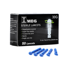 Load image into Gallery viewer, MD6 Blood Lancets (50 lancets/box) 30 Gauge
